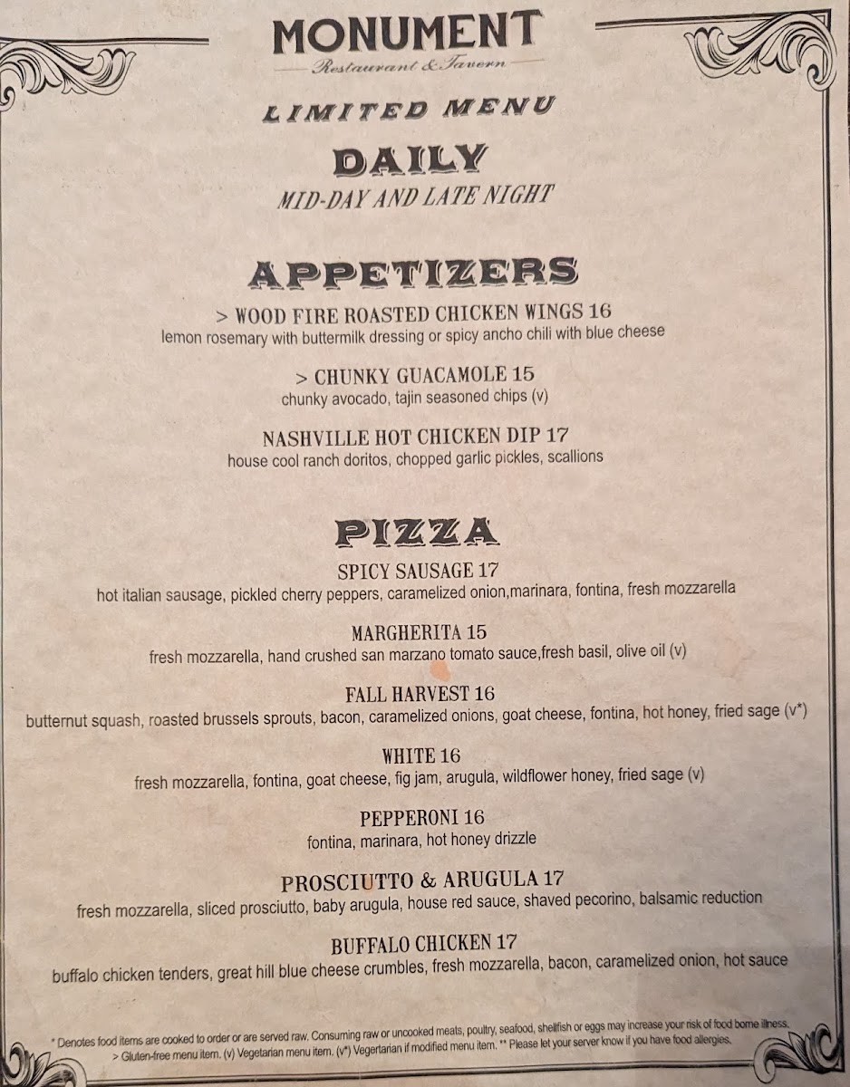 Monument Charlestown Restaurant & Tavern Menu - Image 3
