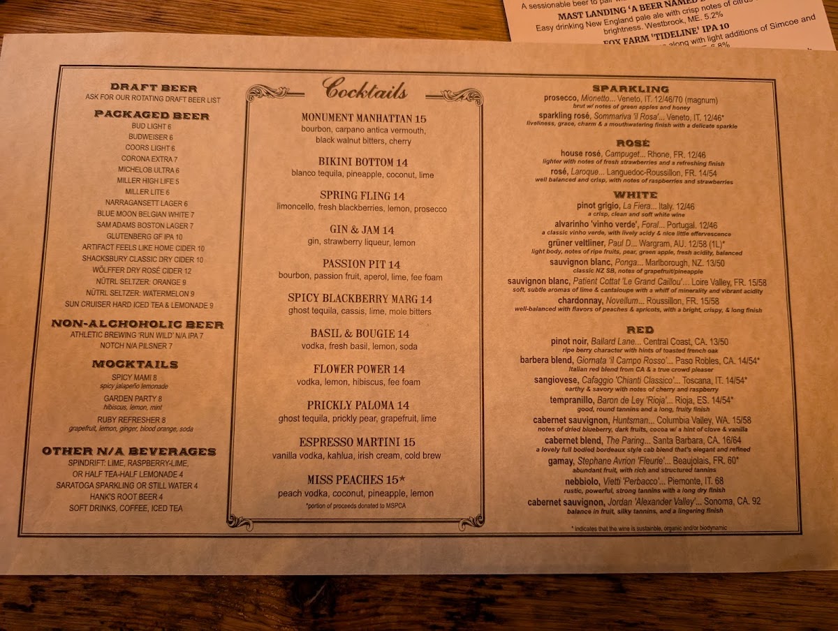 Monument Charlestown Restaurant & Tavern Menu - Image 4