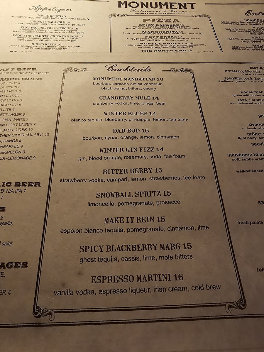 Monument Charlestown Restaurant & Tavern Menu - Image 6